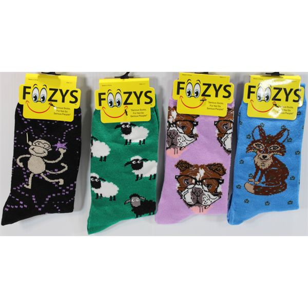 FOOZYS NOVELTY SOCKS - MONKEYS, SHEEP, FOX, DOG