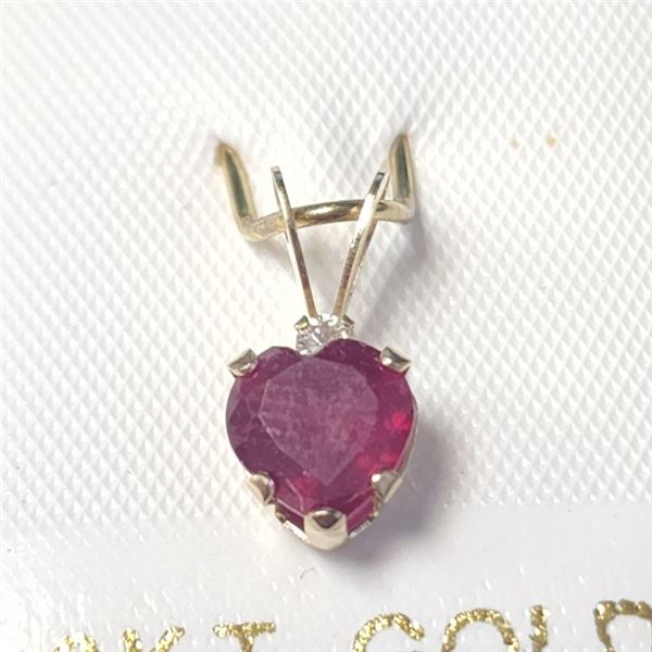 $400 10K  Ruby(1ct) Diamond(0.03ct) Pendant