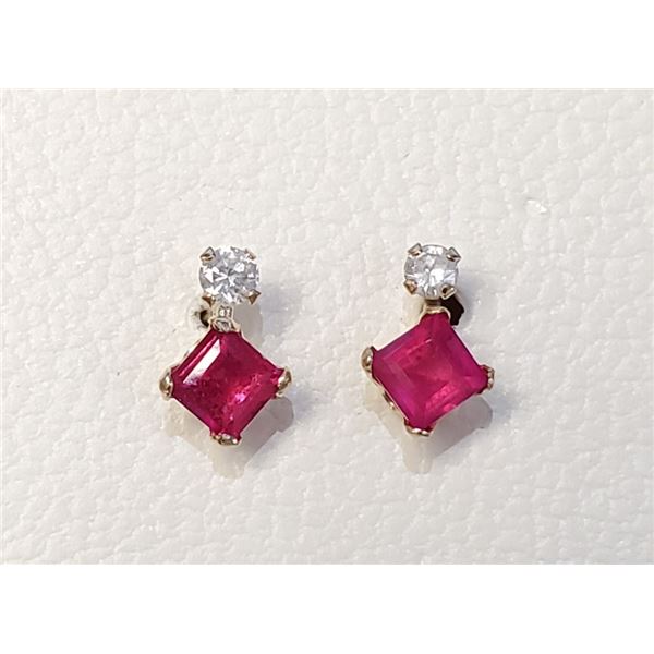 $500 10K  Ruby(0.44ct) Diamond(0.06ct) Earrings