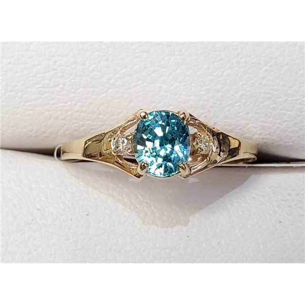 $1000 10K  Blue Zircon(1ct) Diamonds(0.02Ct,Si,G-g