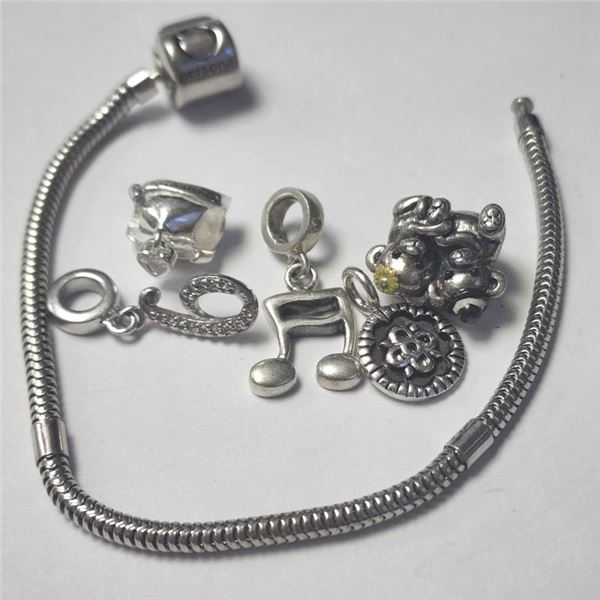 $280 Silver Pandora Style 22G With Beads Bracelet