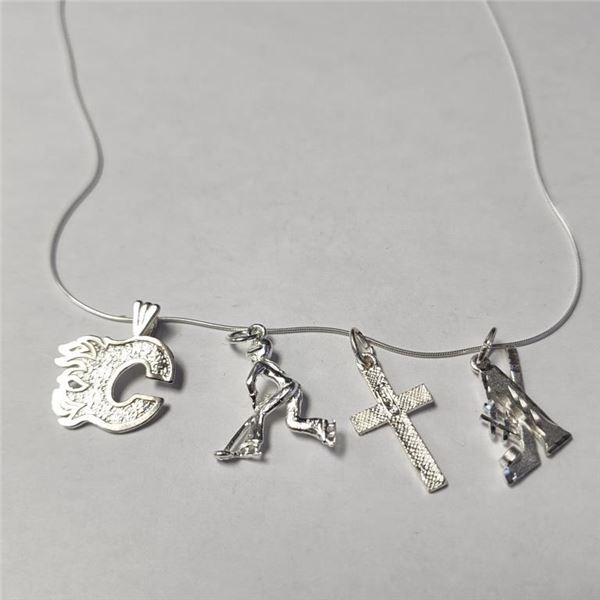 $100 Silver Pack Of 4 Pendant With Chain Necklace