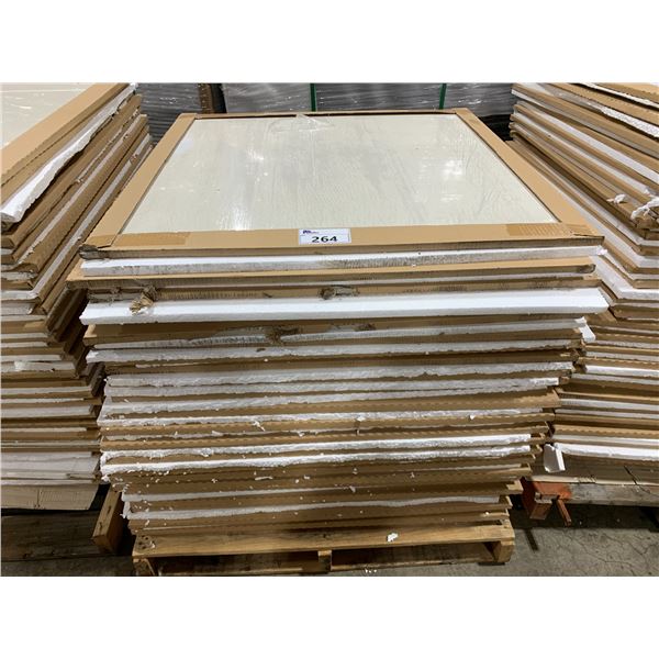 PALLET OF ASSORTED 39 1/4  X 39 1/4  DESIGNER CERAMIC FLOOR TILES *APPROXIMATELY 28 TILES PER