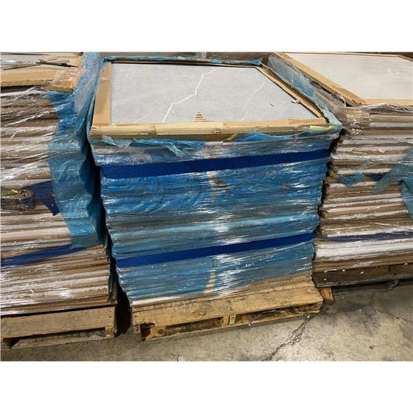 PALLET OF ASSORTED 39 1/4" X 39 1/4" DESIGNER CERAMIC FLOOR TILES *APPROXIMATELY 28 TILES PER