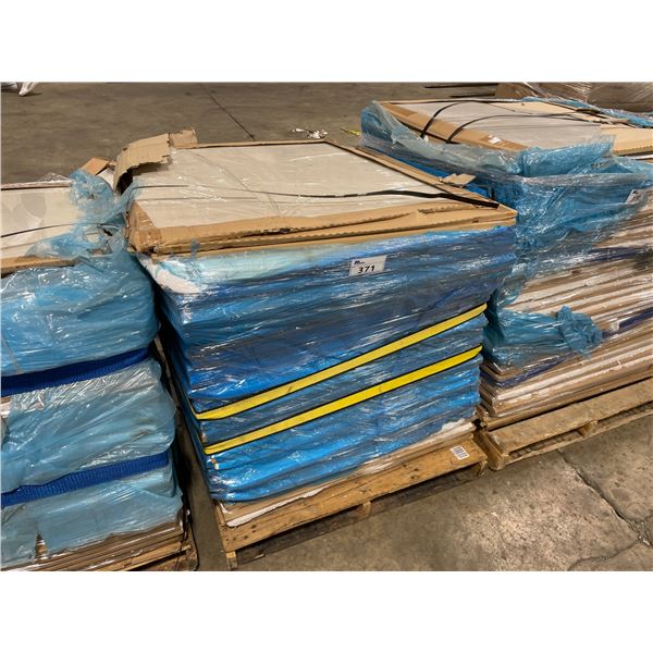 PALLET OF ASSORTED 39 1/4  X 39 1/4  DESIGNER CERAMIC FLOOR TILES *APPROXIMATELY 28 TILES PER