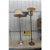 Image 1 : 2 Vintage Floor Lamps; 1) Chrome with Cloth Shade 1) Glass Shade