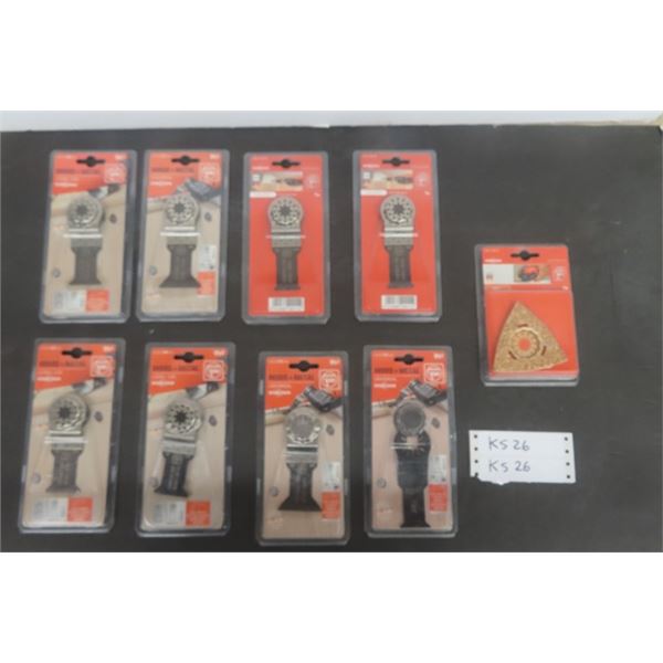 9 Brand New Fein Multi Tool Attachments, Wood + Metal Blades, Grout Sander