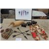Image 1 : Unpainted Duck Decoy, Feather Picture, Chalkware Wall Decor, Stocking Hangers plus more