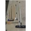 Image 1 : 5 Hand Yard Tools ; Roof Rake, Squeegee, Scraper, Rake, Push Broom