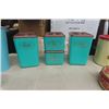 Image 2 : Nice Plastic Blue Cannister Set, 2 Metal Cannisters , Assorted Tins