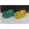 Image 2 : 5 Vintage Piggy Banks; 2 are 1950s Plastic, 2 are Glass, 1 is Chelsea Pottery England & Buddy L Toy 