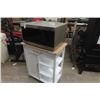 Image 2 : White Microwave Cart with LG Stainless Steel Microwave 17" X 29" x 36"