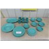 Image 1 : 25pcs Blue Fiesta Ware ; Platter, Plates, Bowls, Cups, Saucers