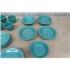 Image 3 : 25pcs Blue Fiesta Ware ; Platter, Plates, Bowls, Cups, Saucers