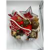 Image 2 : Decorative Christmas Basket - With Potpourri, Porcelain Sleigh, Candles, Ornaments, and More!