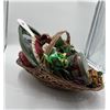 Image 2 : Christmas Gift Basket - Includes Artificial Plants, Decorative Tin, Porcelain Candy Dish, and More!
