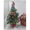 Image 2 : Miniature Christmas Tree with Lights  18" high, and a basket of mini lights