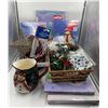 Image 1 : Assorted Christmas Decor - Including Ceramic Pitcher, Gift Boxes and Decorations