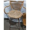 Image 2 : 2 Vintage Chairs.  1 High Swivel Wicker and Metal chair & 1 Childs Chair