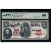 Image 1 : 1907 $5 Legal Tender Note PMG 66EPQ