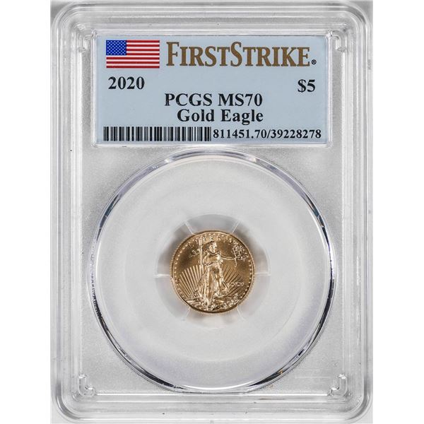 2020 $5 American Gold Eagle Coin PCGS MS70 First Strike