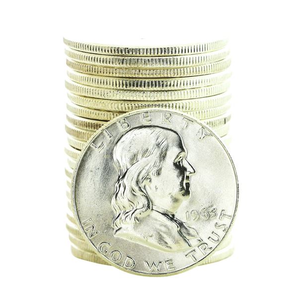 Roll of (20) Brilliant Uncirculated 1963 Franklin Half Dollar Coins
