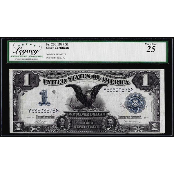 1899 $1 Black Eagle Silver Certificate Note Fr.230 Legacy Very Fine 25
