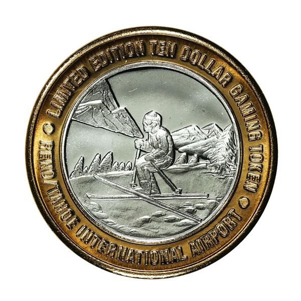 .999 Silver Reno/Tahoe International Airport $10 Casino Limited Edition Gaming Token