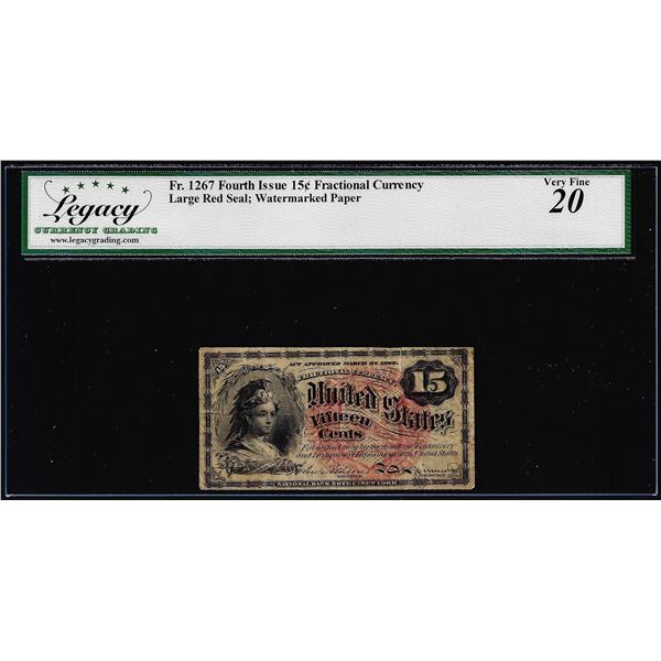 1863 Fourth Issue Fifteen Cents Fractional Note Fr.1267 Legacy Very Fine 20