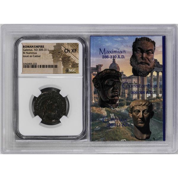 Roman Empire Galerus 305-311 AD BI Nummus Ancient Coin NGC Ch XF Story Box