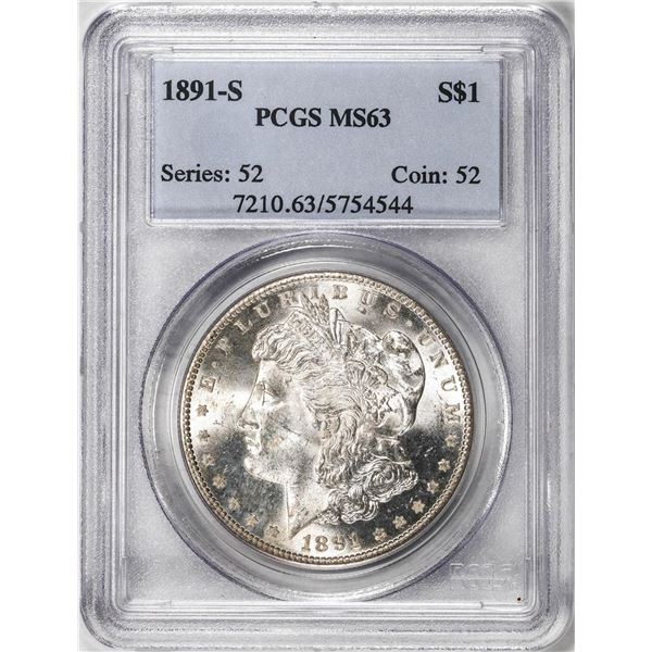 1891-S $1 Morgan Silver Dollar Coin PCGS MS63