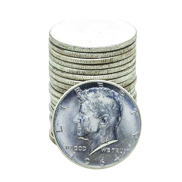 Roll of (20) Brilliant Uncirculated 1964 Kennedy Half Dollar Coins