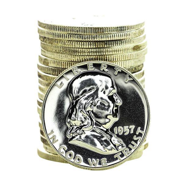 Roll of (20) Proof 1957 Franklin Half Dollar Coins