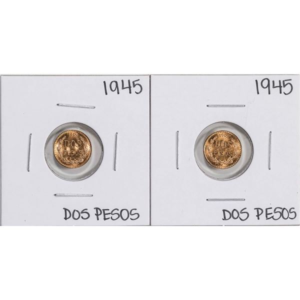 Lot of (2) 1945 Mexico Dos Pesos Gold Coins