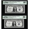 Image 1 : (2) Consecutive 1935G No Motto $1 Silver Certificate Notes PMG Gem Uncirculated 66EPQ