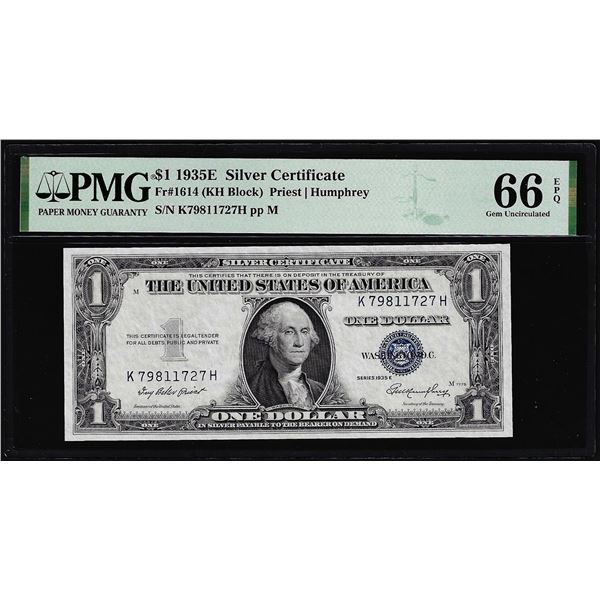 1935E $1 Silver Certificate Note Fr.1614 PMG Gem Uncirculated 66EPQ