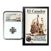 Image 1 : El Cazador Shipwreck (1772-83) Mexico 1/2 Real Silver Coin NGC Genuine w/ Story Card