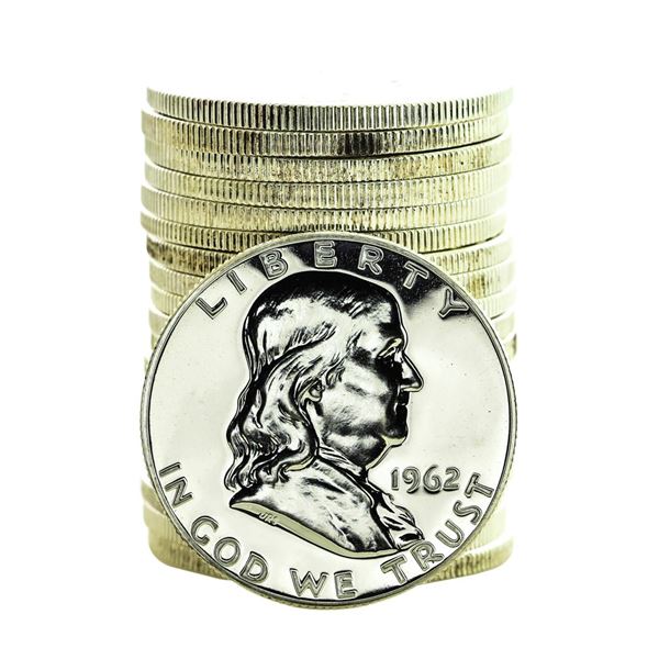 Roll of (20) Proof 1962 Franklin Half Dollar Coins