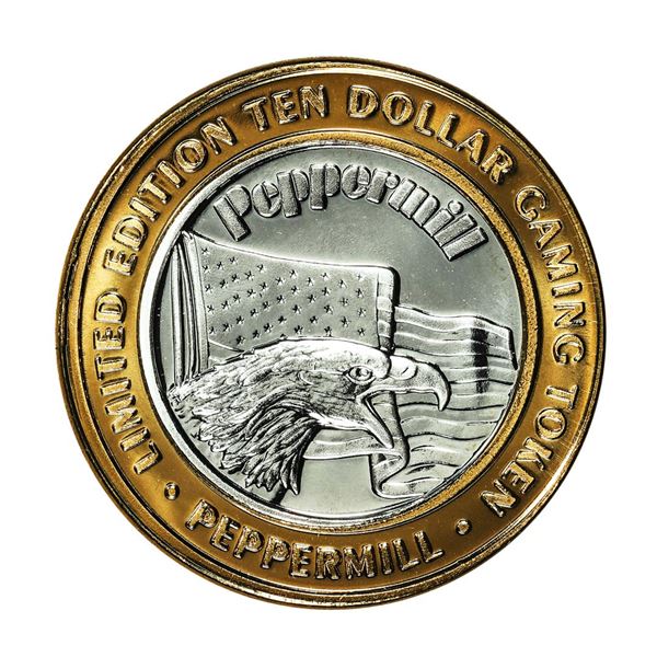 .999 Silver Peppermill Hotel Casino Reno, NV $10 Casino Limited Edition Gaming Token