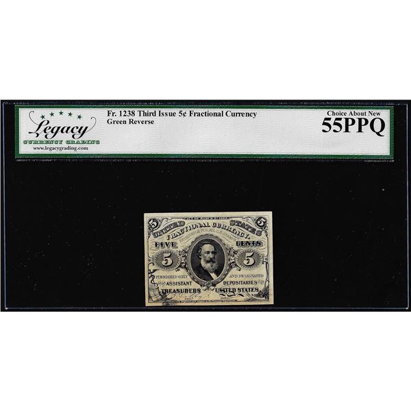 1863 Third Issue Five Cents Fractional Note Fr.1238 Legacy Choice About New 55PPQ