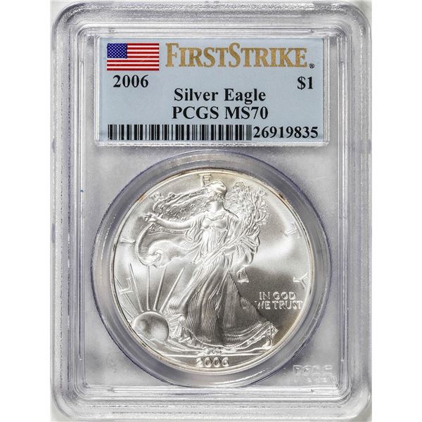 2006 $1 American Silver Eagle Coin PCGS MS70 First Strike
