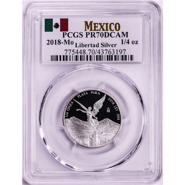2018-Mo Mexico Proof 1/4 oz Silver Libertad Coin PCGS PR70DCAM