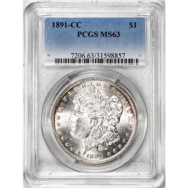 1891-CC $1 Morgan Silver Dollar Coin PCGS MS63
