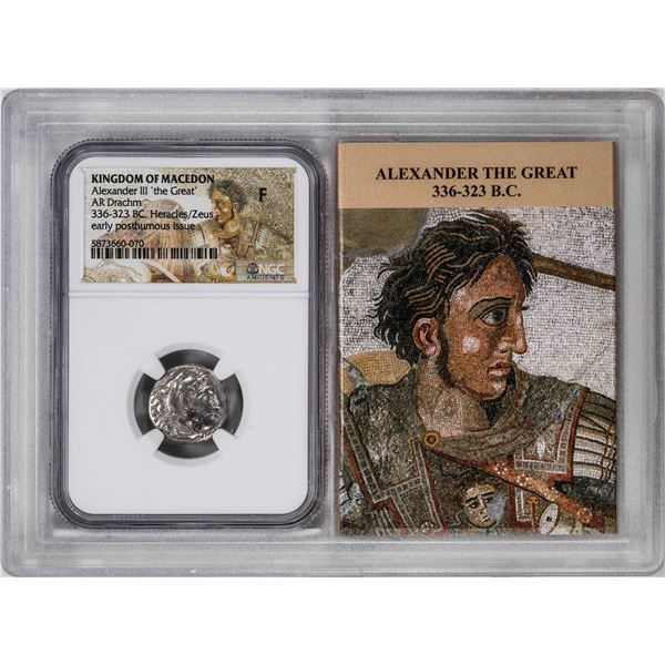 Kingdom of Macedon Alexander III 336-323 BC AR Drachm Ancient Coin NGC F Story Box