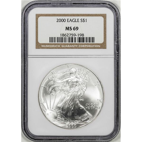 2000 $1 American Silver Eagle Coin NGC MS69