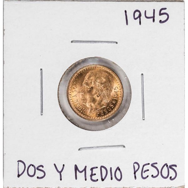 1945 Mexico Dos Y Medio Pesos Gold Coin