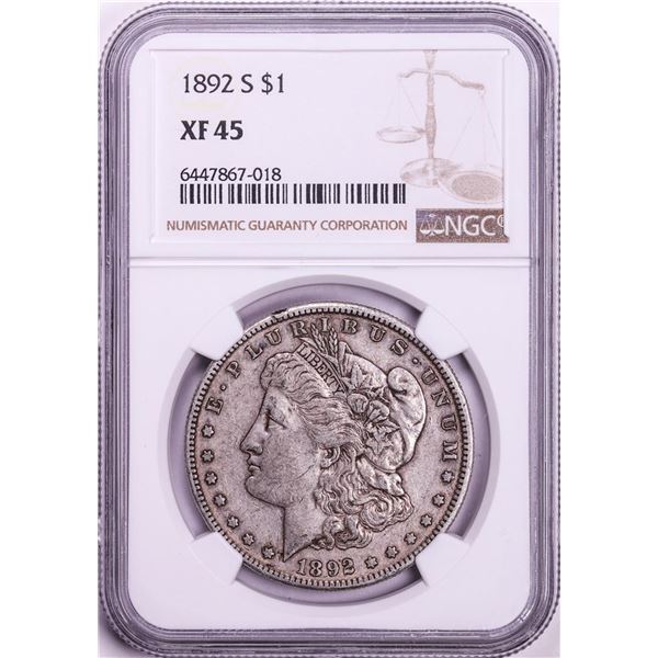 1892-S $1 Morgan Silver Dollar Coin NGC XF45