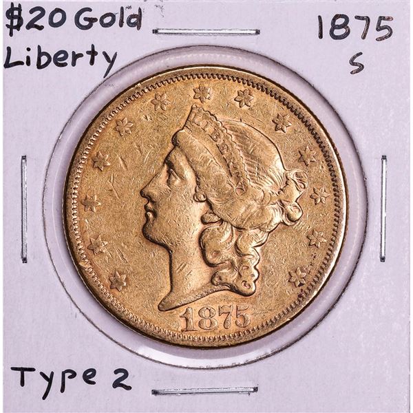 1875-S Type 2 $20 Liberty Head Double Eagle Gold Coin