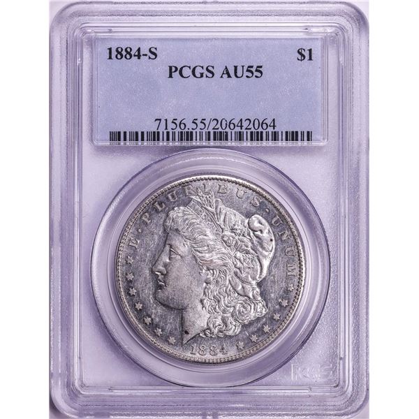 1884-S $1 Morgan Silver Dollar Coin PCGS AU55