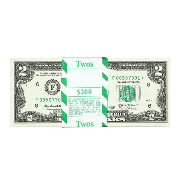Pack of (100) Consecutive 2013 $2 Federal Reserve STAR Notes Atlanta